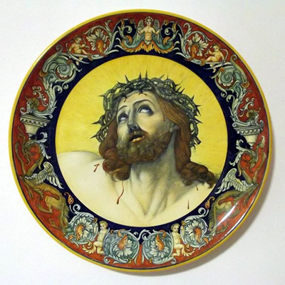 Guido Reni (1575/1642), 'Testa di Cristo coronato di spine', 1630 circa, Detroit Institute of Arts, Detroit-USA. Riproduzione su piatto.